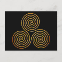 keltische Dreifach-Spirale - One Line antikes Gold