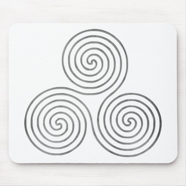 keltische Dreifach-Spirale - One Line antikes Silb Mousepad (Vorne)