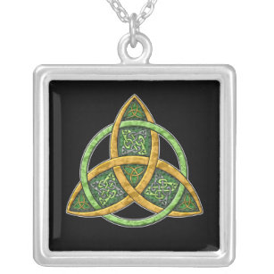 Keltische Dreiheits-Knoten-Anhänger-Halskette Versilberte Kette