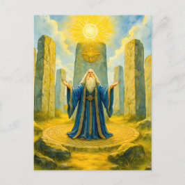 Keltische Druide im heiligen Steinkreis Feiertagspostkarte