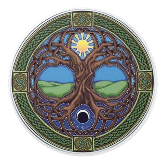 Keltische Entwurfs-Tür oder Fach-Griff Keramikknauf (Vorderseite)