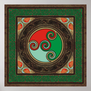 Keltische Farbspiralen Poster