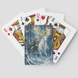 Keltische Göttin & leuchtender weißer Hirsch Spielkarten