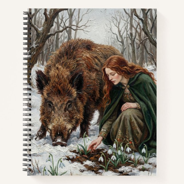 Keltische Göttin & Wildschwein Notizbuch (Vorderseite)