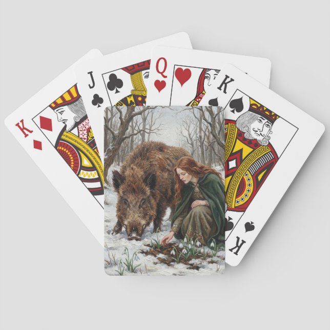 Keltische Göttin & Wildschwein Spielkarten (Rückseite)