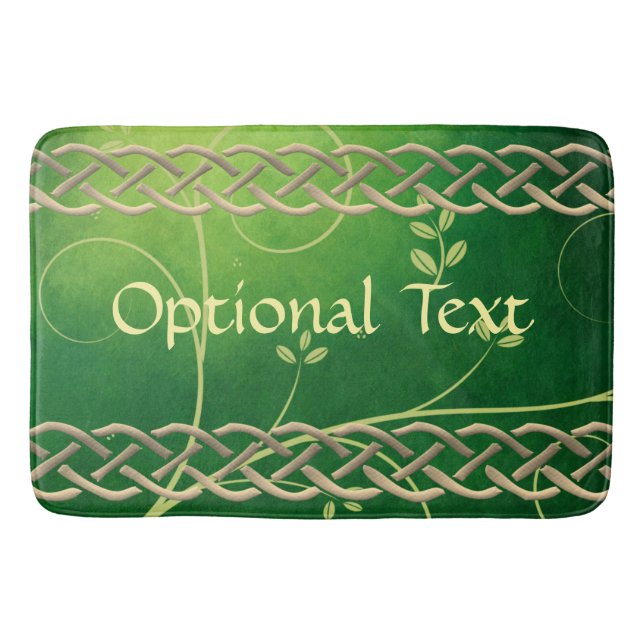 Keltische Grünknochen und Blätter Badematte (Vorderseite)