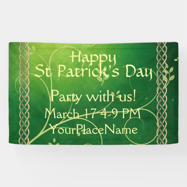 Keltische Grünknochen und Blätter Banner (Horizontal)