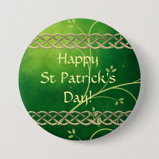 Keltische Grünknochen und Blätter Button (Vorderseite)