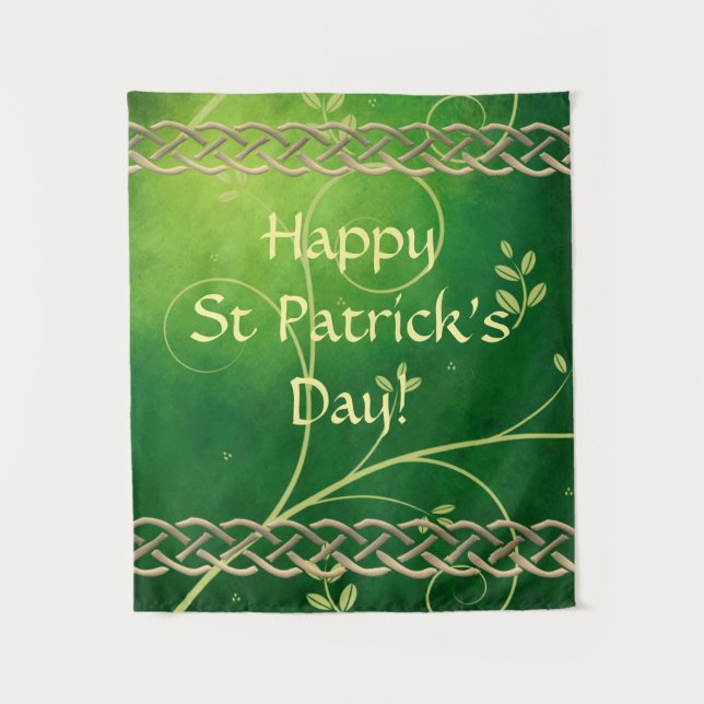 Keltische Grünknochen und Blätter Wandteppich (Vorderseite)