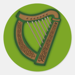 Keltische Harfe celtic harp Runder Aufkleber
