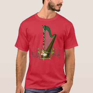 Keltische Harfe mit keltischem Knoten und Blumen m T-Shirt
