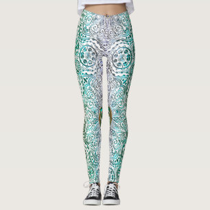 Keltische Herz-Mandala im grünen Gold Leggings