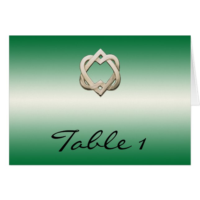 Keltische Herzen auf grüner Steigungs-Tischnummer (Vorderseite (Horizontal))