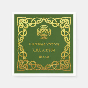 Keltische Hochzeit Grün Falschgold Personalisieren Serviette