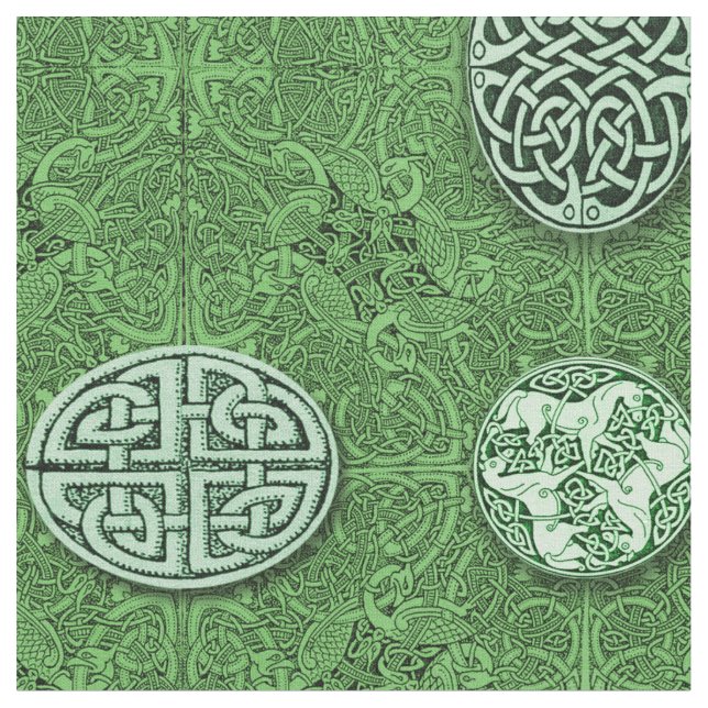 Keltische Hunde, Pferde und Vögel Stoff (Nahaufnahme)
