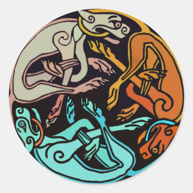 Keltische Hunde Runder Aufkleber (Vorderseite)