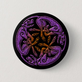 Keltische Hunde Traditioneller Ornament in lila, o Button