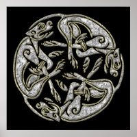 Keltische Hunde Traditionelles Ornament Gold und S