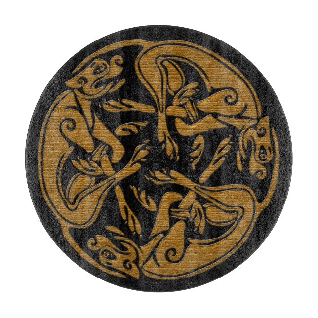 keltische Hunde traditionelles Ornament-Holz-Ausse Schneidebrett (Vorderseite)