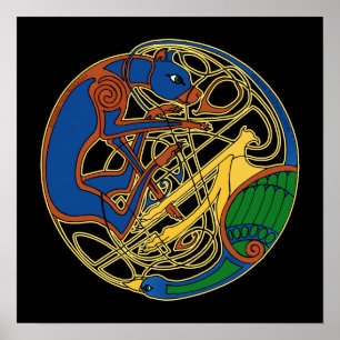 Keltische Hunde und Bird keltic Art Prints Poster