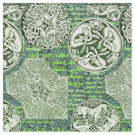 Keltische Hunde und Pferde im Grün Stoff