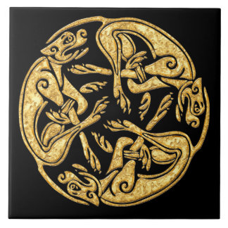 keltische Hunde vergolden traditionelle Zierkunst Fliese