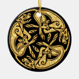 keltische Hunde vergolden traditionelle Zierkunst Keramikornament