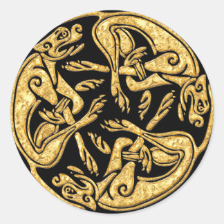 keltische Hunde vergolden traditionelle Zierkunst Runder Aufkleber