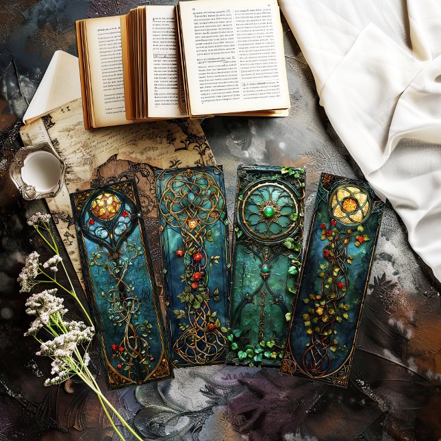 Keltische irische Lesezeichen, Fantasy-Lesezeichen (collection of 4 irish celtic cut out bookmarks)