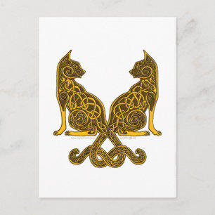 keltische Katzen 6 Bronzegolz Postkarte