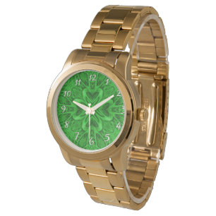 Keltische Klee Vintages grünes Fraktal Kaleidosko Armbanduhr