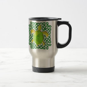 Keltische Knoten-Schildkröte-(grüne) Reise-Tasse Reisebecher