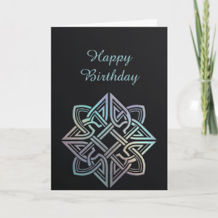 Keltische Knotwork-Diamant-Geburtstagskarte Schwar Karte