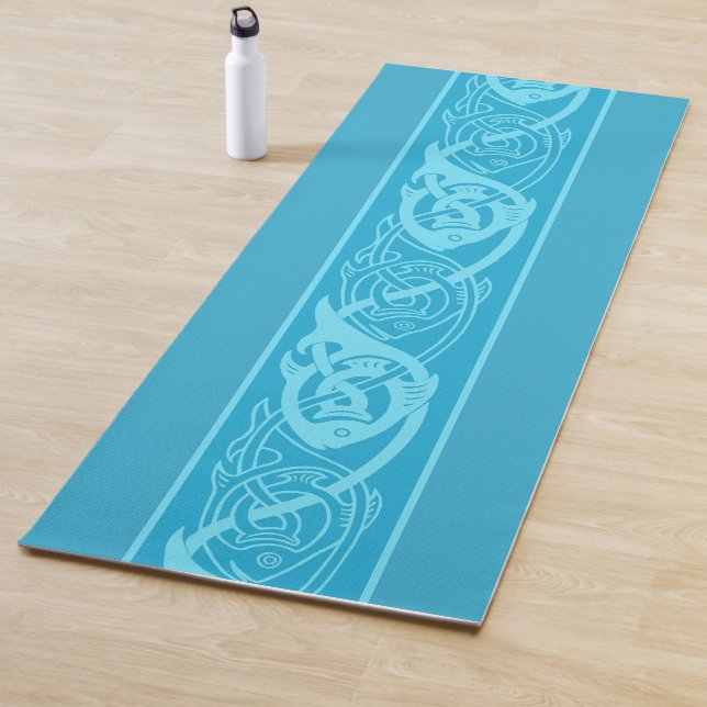 Keltische Knüpfarbeit Blauer Fisch Yogamatte (Beispiel)
