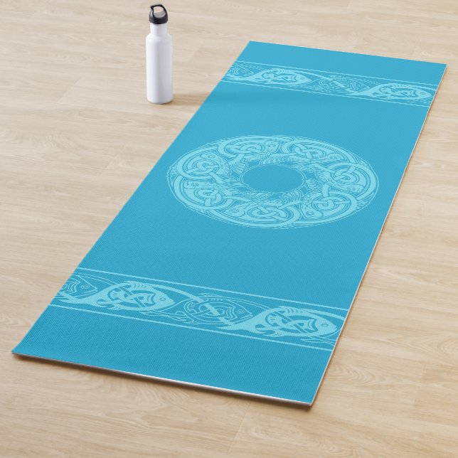 Keltische Knüpfarbeit Blauer Fisch Yogamatte (Beispiel)