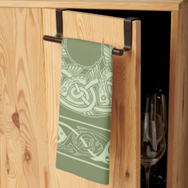 Keltische Knüpfarbeit Fische in Grün Handtuch