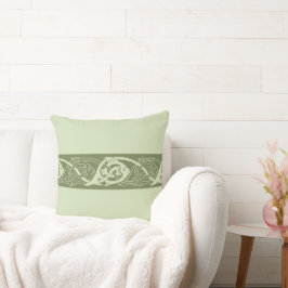 Keltische Knüpfarbeit Fische in Grün Kissen