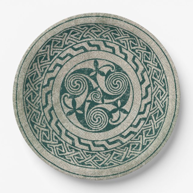 Keltische Knüpfarbeit-irisches Medaillon-Muster im Pappteller (Vorderseite)