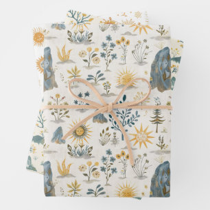 Keltische Knüpfarbeit und Sonnensymbole Litha Geschenkpapier Set