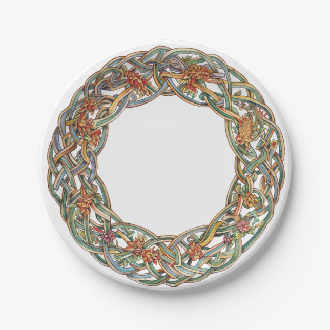 Keltische Knüpfarbeit und Sonnensymbole Litha Pappteller (Vorderseite)