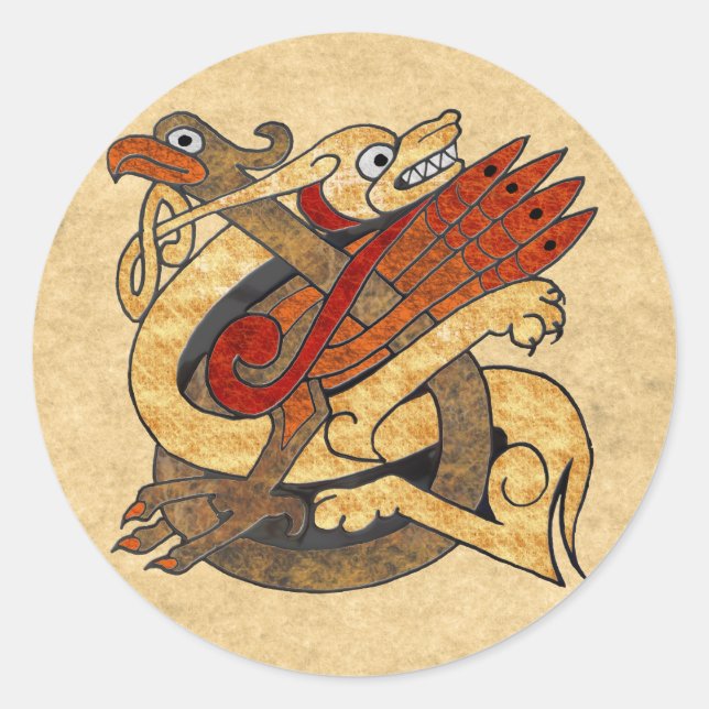 Keltische Kreaturen Runder Aufkleber (Vorderseite)