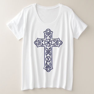 Keltische Kreuz-Grafik-Knotenarbeit-Kunst Große Größe T-Shirt
