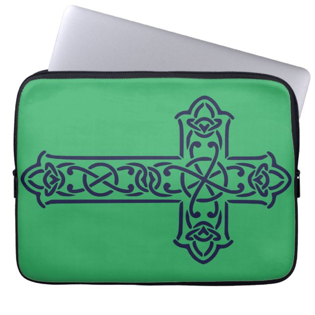 Keltische Kreuz-Grafik-Knotenarbeit-Kunst Laptopschutzhülle (Vorderseite)