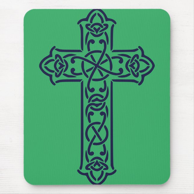 Keltische Kreuz-Grafik-Knotenarbeit-Kunst Mousepad (Vorne)
