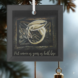 Keltische Kunst-Drachen-Fantasy in Creme Ornament Aus Glas