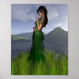 Keltische Prinzessin in den Bergen Poster