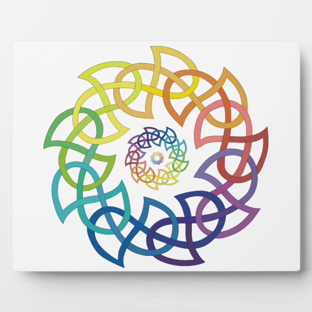 Keltische Regenbogen-Knüpfarbeit-Ringe Fotoplatte (Vorderseite)