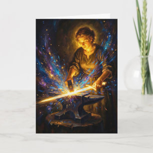 Keltische Schmiedegöttin Schmiedet Schwert Fantasy Karte
