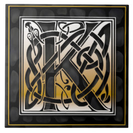 Keltische schwarze Monogramm-Initialen-Fliese des Fliese