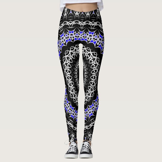Keltische Stammes- Mandala (blau) Leggings (Vorderseite)